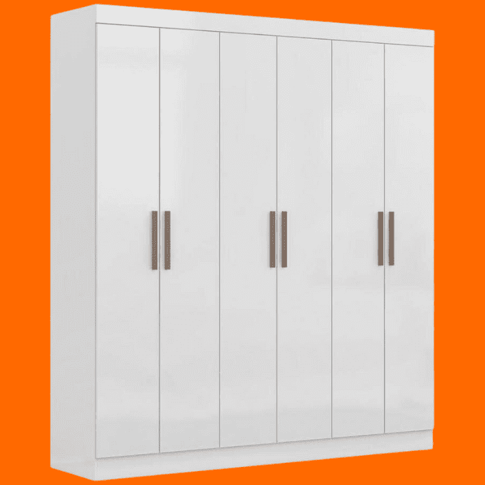 Guarda Roupa Casal 6 Portas 2 Gavetas Paris Espresso Móveis Branco