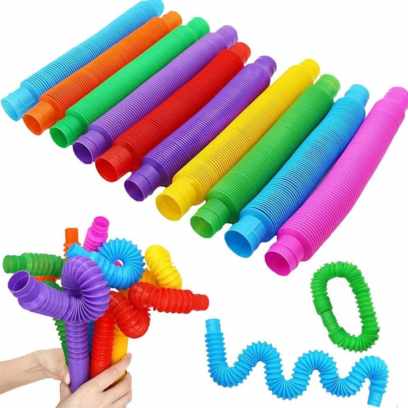 Imagem Com 12 Poptube Tubo Fidget Tube Toys Folding Pop It Anti Estresse Desenvolvimento