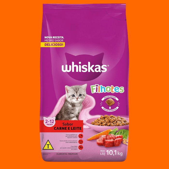 Ração Whiskas Carne e Leite Para Gatos Filhotes - Whiskas