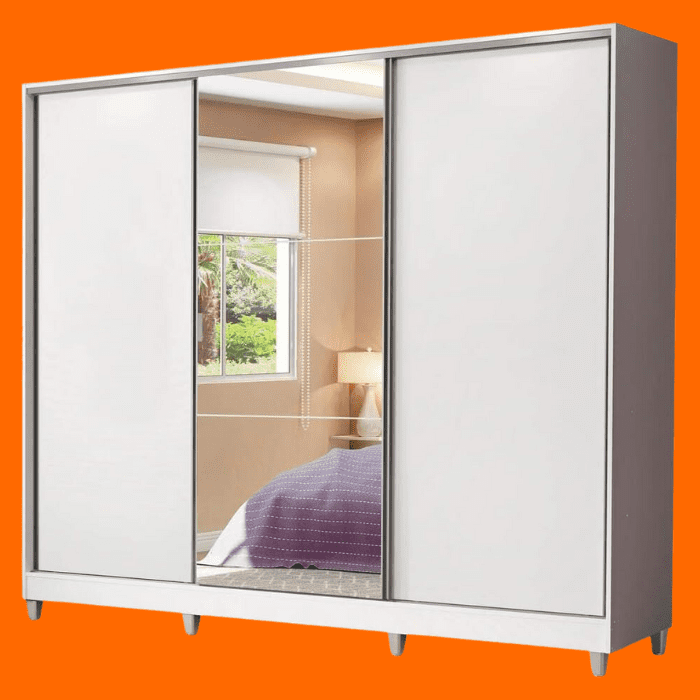 Guarda Roupa Casal Madesa Royale 100% Mdf 3 Portas De Correr Com Espelho Com Pés