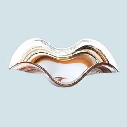 Centro De Mesa Onda De Cristal Murano Branco Com Preto - São Marcos Imagem Com Centro De Mesa Onda De Cristal Murano Branco Com Preto - São Marcos
