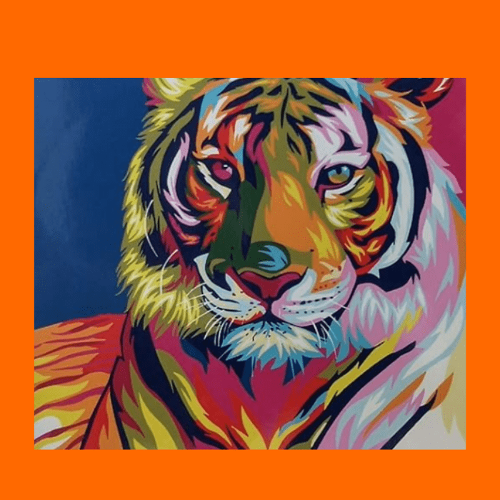 Tela Para Pintura Numerada 40X50Cm Tigre Colorido
