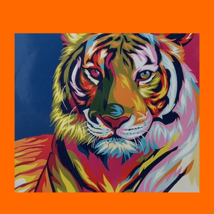 Tela Para Pintura Numerada 40X50Cm Tigre Colorido Tela Para Pintura Numerada 40X50Cm Tigre Colorido