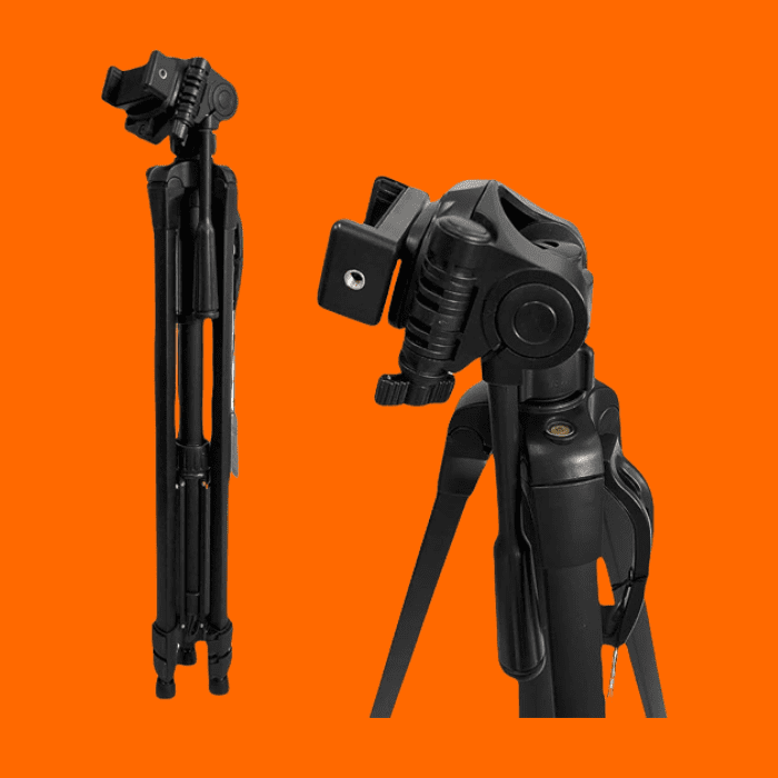 Tripé Universal 1,80M Preto Para Câmeras Fotográficas Com Suporte Para Celular Tripé Universal 1,80M Preto Para Câmeras Fotográficas Com Suporte Para Celular