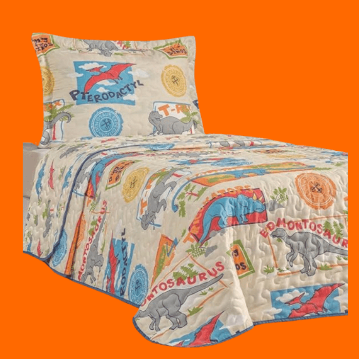 Colcha Bouti Cobre Leito Solteiro Infantil Dupla Face Estampado Dino Colcha Bouti Cobre Leito Solteiro Infantil Dupla Face Estampado Dino