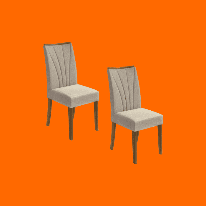 Conjunto 2 Cadeiras Apogeu Móveis Lopas Rovere Naturale/Linho Rinzai Bege