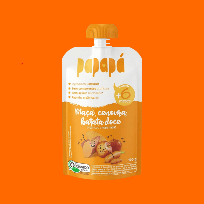 Papinha Orgânica De Maçã Cenoura E Batata Doce Papapá 100G Papinha Orgânica De Maçã Cenoura E Batata Doce Papapá 100G