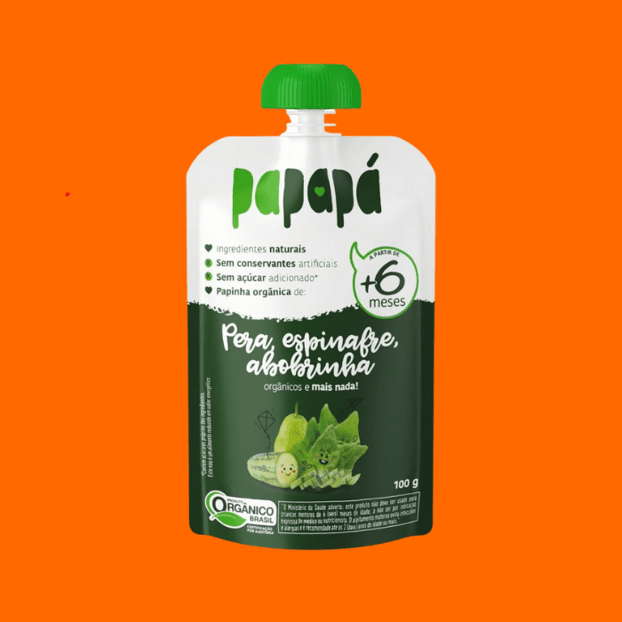 12 Unidades Papinha Papapá Orgânica Pera Espinafre Abobrinha 100G 12 Unidades Papinha Papapá Orgânica Pera Espinafre Abobrinha 100G