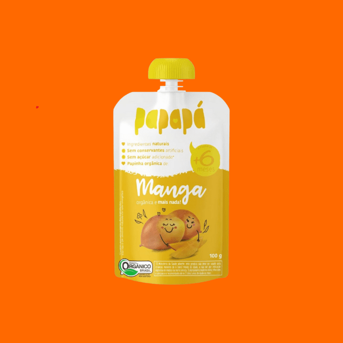 12 Unidades Papinha Papapá Orgânica Pera Espinafre Abobrinha 100G 12 Unidades Papinha Papapá Orgânica De Manga 100G
