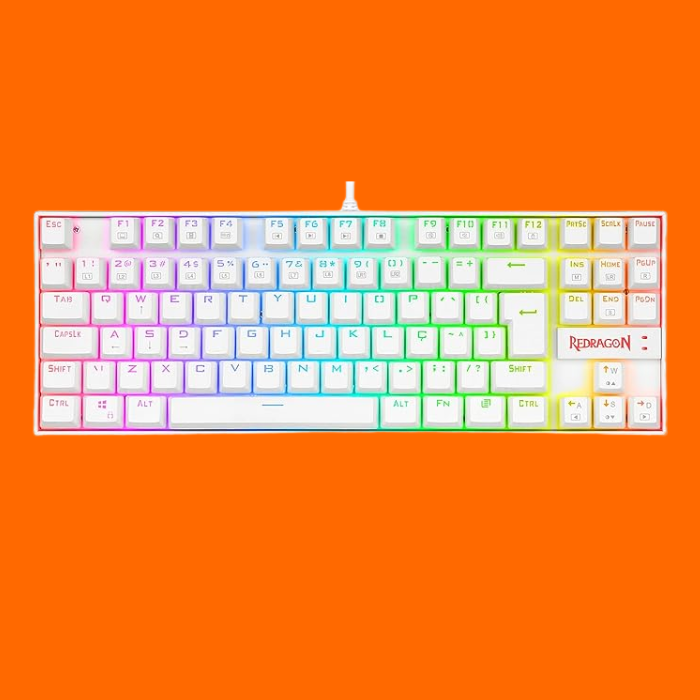 Teclado Gamer Kumara K552W Rgb Branco Outemu Blue Redragon, Natural, Unico