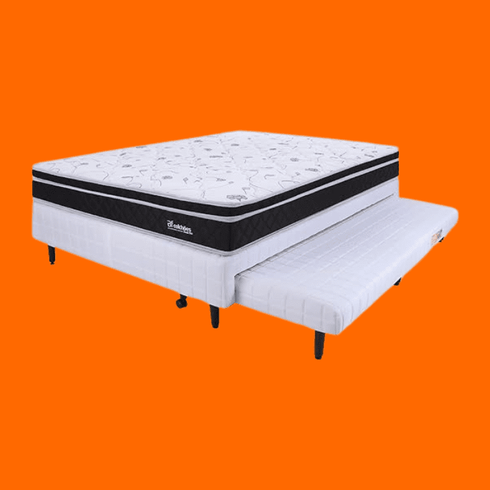 Cama Box Casal Com Cama Auxiliar + Colchão Molas Superlastic – Bf Colchões