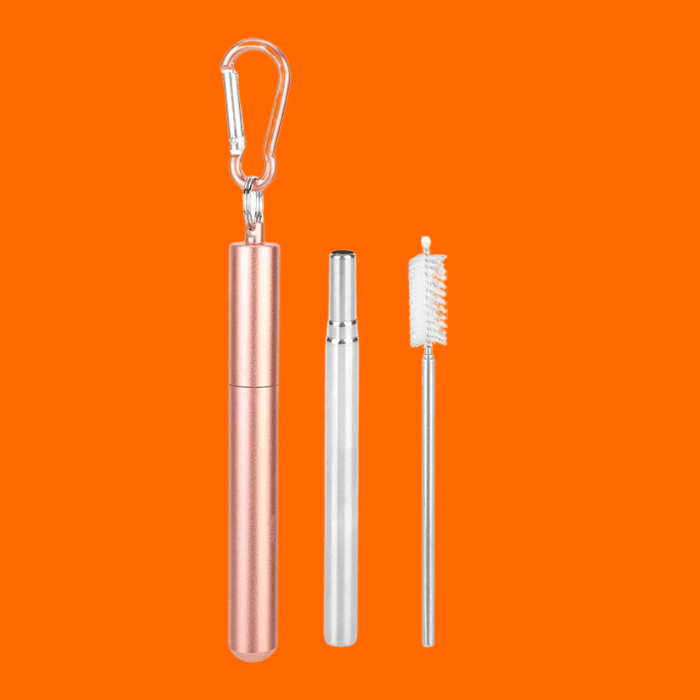 Canudos Reutilizáveis De Aço Inoxidável Com Canudo Dobrável Portátil E Estojo De Metal Canudos Reutilizáveis De Aço Inoxidável Com Canudo Dobrável Portátil E Estojo De Metal