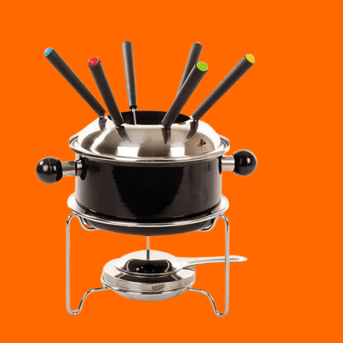 Conjunto Para Fondue 10 Peças Com 6 Garfos Inox 1 Litro