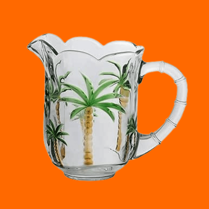 Conjunto Jarra Com 6 Taças De Cristal Palm Hand Painting Conjunto Jarra Com 6 Taças De Cristal Palm Hand Painting