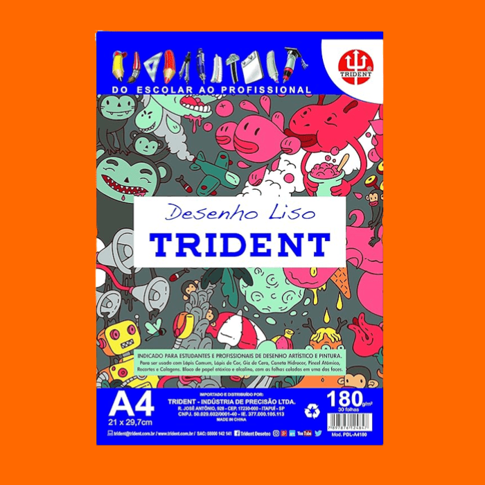 Papel Para Desenho Liso, Pdl-A4180I 30 Fls - Trident Papel Para Desenho Liso, Pdl-A4180I 30 Fls - Trident