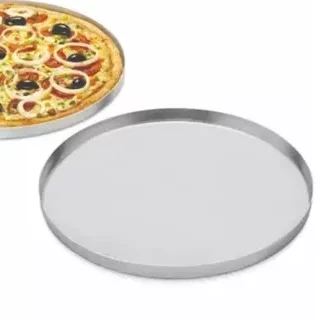 Imagem Com Forma Pizza Ital. 35 Furada Pá Alumínio Fortaleza Polido