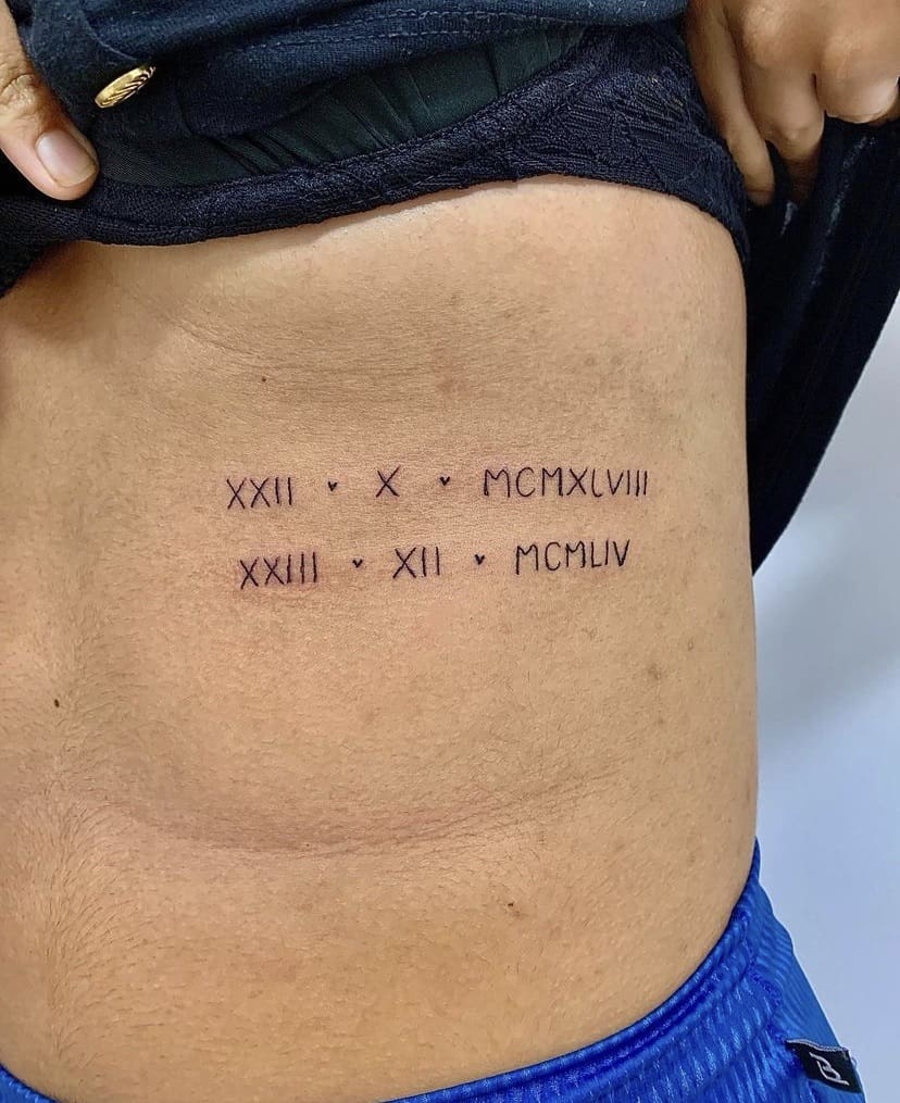 Imagem Com Tatuagem De Data Delicada Em Números Romanos