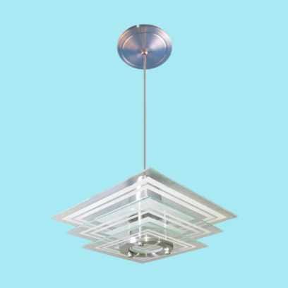 Lustre Pendente Quadrado Branco - 3 Vidros Imagem Com Lustre Pendente Quadrado Branco - 3 Vidros
