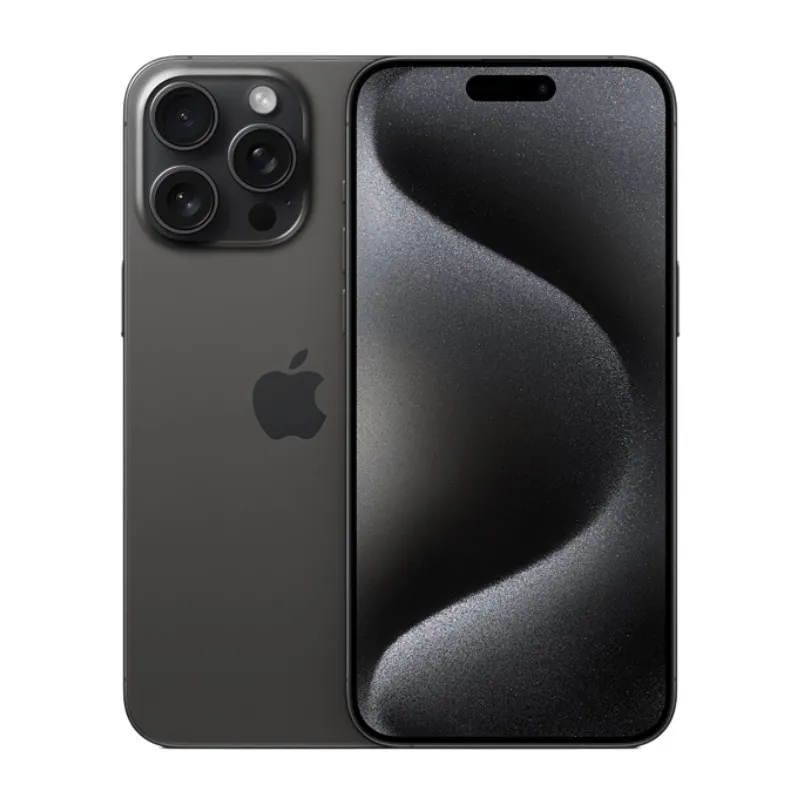  iPhone 15 Pro Max com design elegante e câmera avançada, na cor grafite.