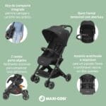 Carrinho de Bebê Maxi Cosi Lara² Essential Black - Travel System com Bebê Conforto