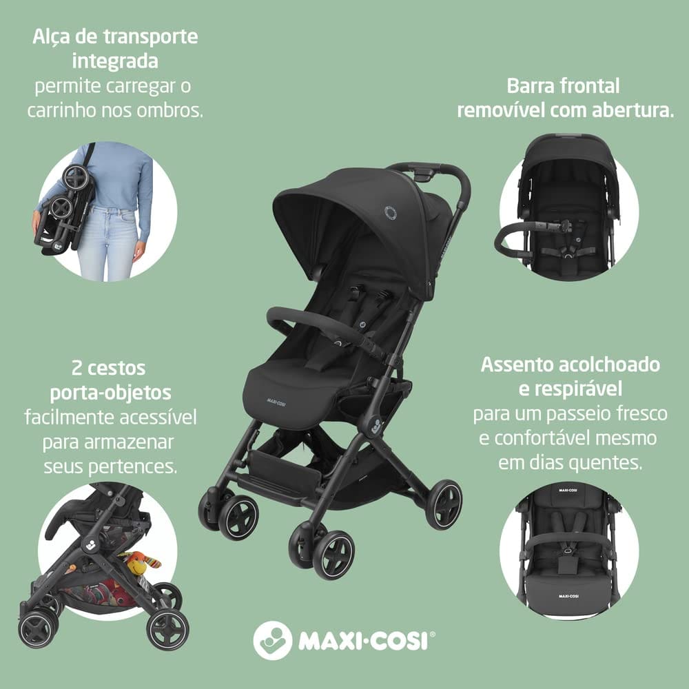 Carrinho de Bebê Maxi Cosi Lara² Essential Black - Travel System com Bebê Conforto