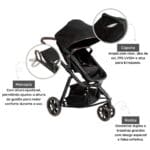 Carrinho de Bebê Safety 1st Mobi+ Reserva Trio Isofix Preto, 3 rodas e Conforto