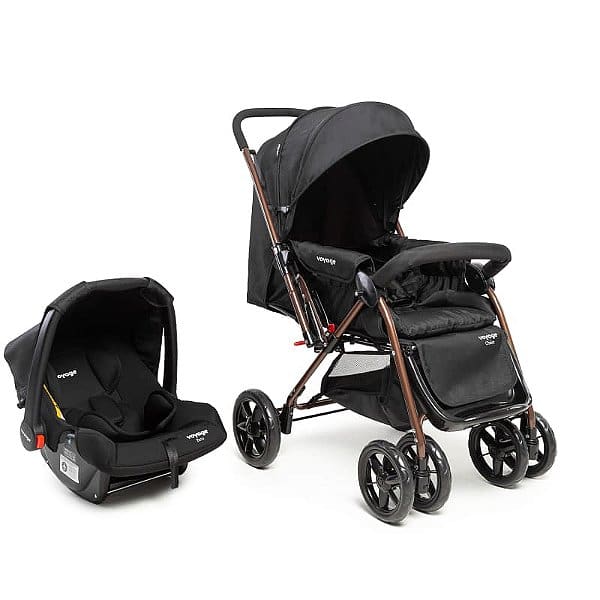 Carrinho de Bebê Voyage Comfort Duo Choice - Preto e Bronze - Reversível, Leve, com Segurança 5 Pontos