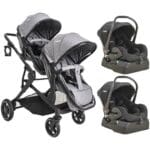 Carrinho de Bebê Voyage Prestige Cinza Melange - Assento Reversível, Capota com Proteção Solar e Rodas Amortecidas - Ideal para Passeios
