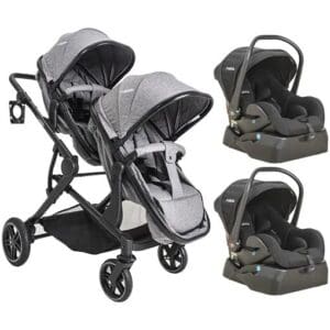 Carrinho de Bebê Voyage Prestige Cinza Melange - Assento Reversível, Capota com Proteção Solar e Rodas Amortecidas - Ideal para Passeios