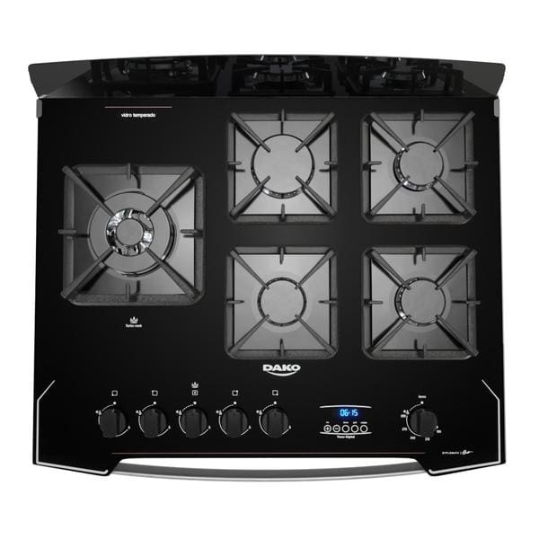 Cooktop a Gás 5 Bocas Dako Preto Diplomata Tripla Chama Bivolt Cooktop a Gás 5 Bocas Dako Preto Diplomata Tripla Chama Bivolt