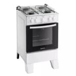 Fogão 4 Bocas Atlas Milão Branco com Mesa Inox Bivolt