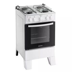 Fogão 4 Bocas Atlas Milão Branco com Mesa Inox Bivolt
