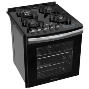 Fogão 4 Bocas de Embutir Preto Atlas Top Gourmet Glass Bivolt