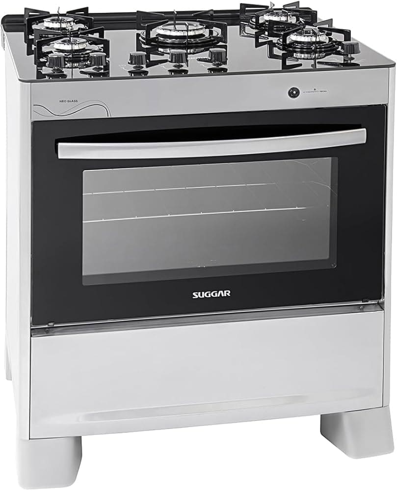 Fogão 5 Bocas Suggar Prata Mesa em Vidro - 110v - Fgv506prix1