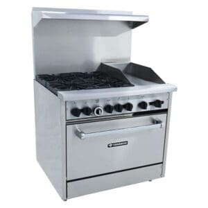 Fogão Americano a Gás Baixa Pressão Venâncio 4 Bocas Inox com Forno e Chapa - FA4FC