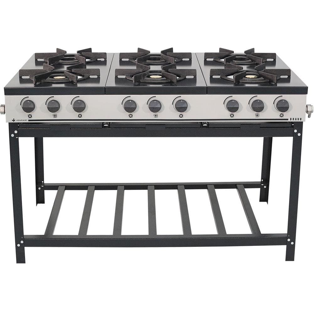 Fogão Industrial Venâncio 5 Bocas com Forno Preto E5D2F Fogão Industrial Venâncio 5 Bocas com Forno Preto E5D2F