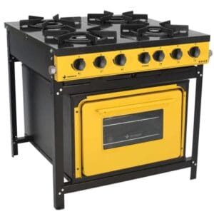 Fogão Industrial Venâncio 5 Bocas com Forno Preto E5D2F