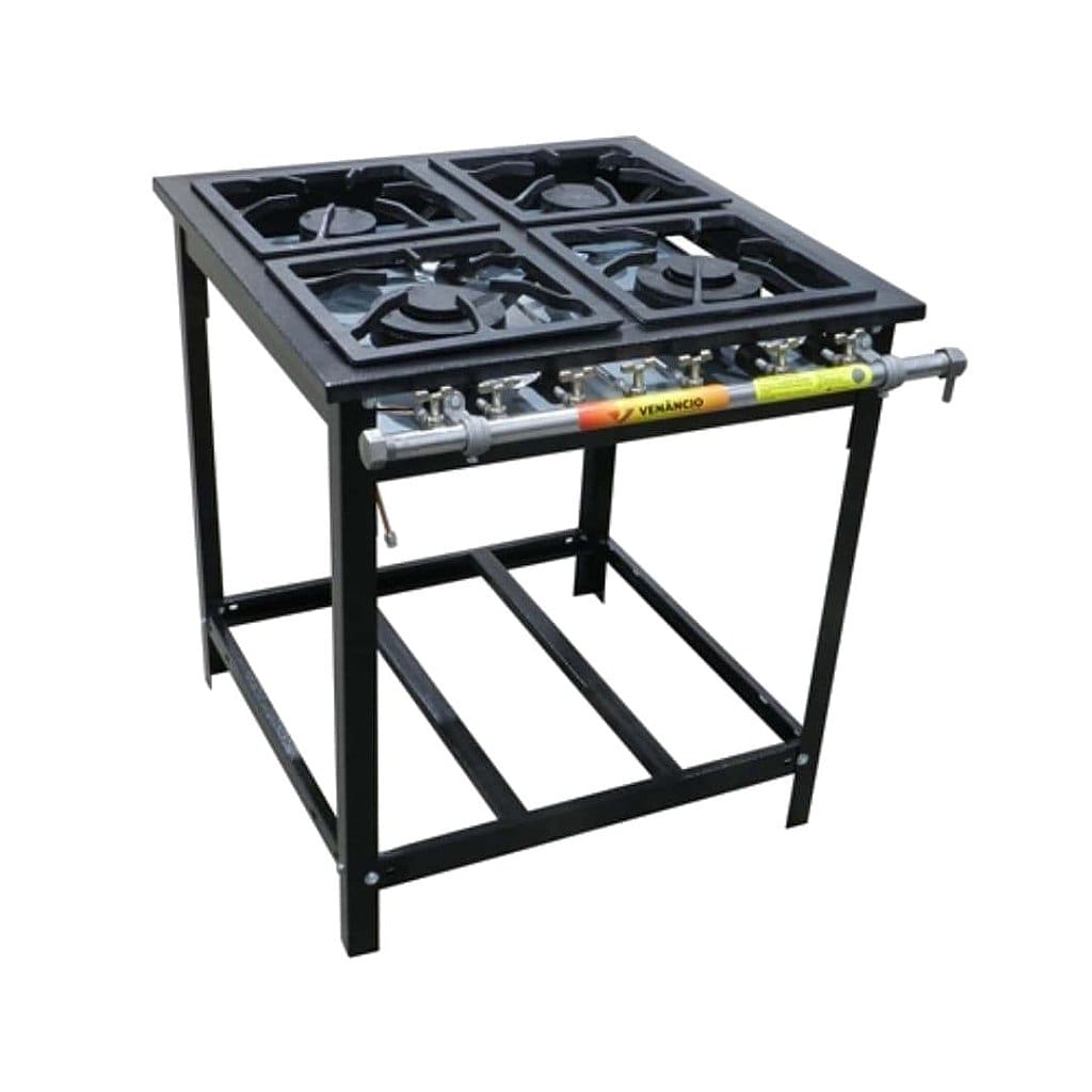 Fogão Industrial Venâncio 5 Bocas com Forno Preto E5D2F Fogão Industrial Venâncio 5 Bocas com Forno Preto E5D2F