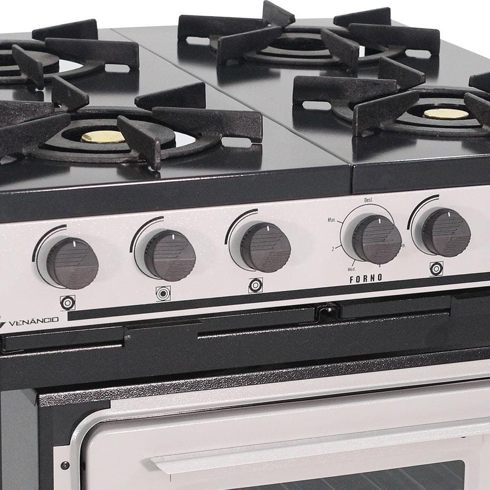 Fogão Industrial Venâncio Cinza 4 Bocas com Forno Bravo – M4FD2 Fogão Industrial Venâncio Cinza 4 Bocas com Forno Bravo - M4FD2