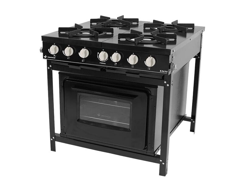 Fogão Industrial Venâncio Preto 4 Bocas com Forno – Br4bfpr Fogão Industrial Venâncio Preto 4 Bocas com Forno - Br4bfpr