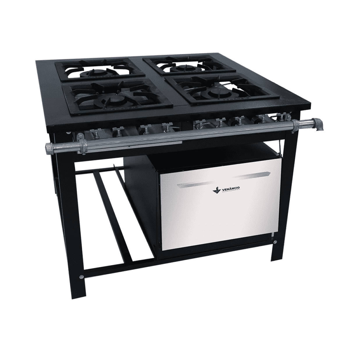 Fogão Industrial Venâncio Preto 4 Bocas com Forno – Br4bfpr Fogão Industrial Venâncio Preto 4 Bocas com Forno - Br4bfpr
