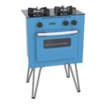 Fogão Venax Mini Cook 2 Bocas Azul Gás GLP Mesa de Vidro