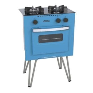 Fogão Venax Mini Cook 2 Bocas Azul Gás GLP Mesa de Vidro