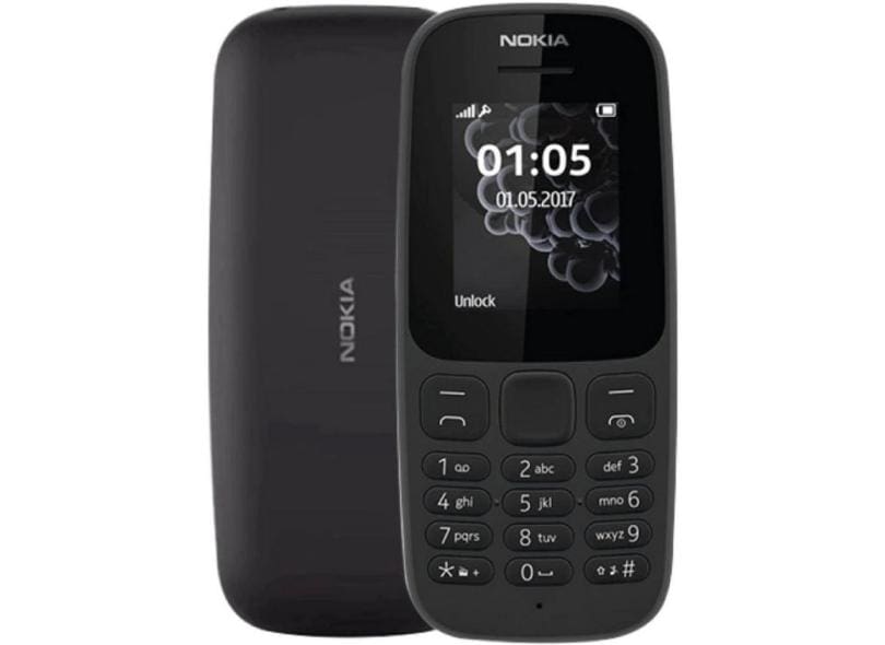 Nokia 105 Dual Chip 4MB Preto com Rádio FM e Lanterna