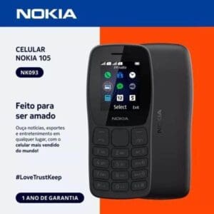 Nokia 105 Dual Chip 4MB Preto com Rádio FM e Lanterna