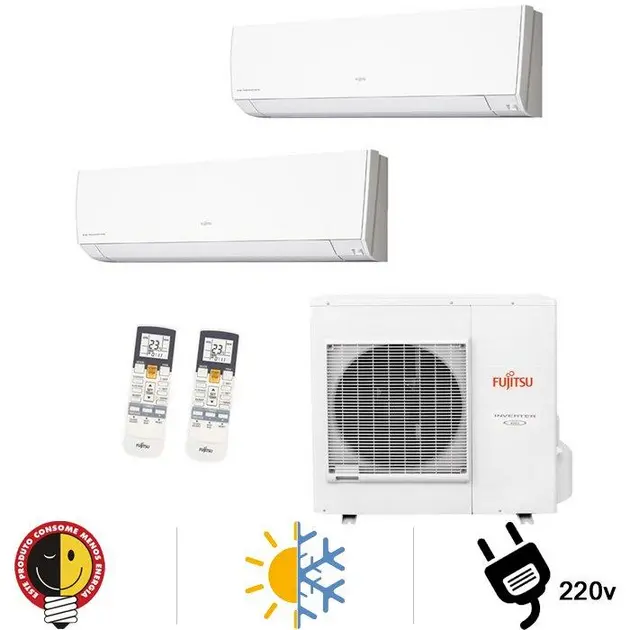 Ar Condicionado Fujitsu Multi Split Tri 48000 BTUs (2×12000 + 24000) Quente/Frio Inverter 220V Ar Condicionado Fujitsu Multi Split Tri 48000 BTUs (2x12000 + 24000) Quente/Frio Inverter 220V