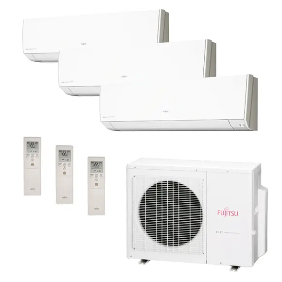 Ar Condicionado Multisplit Tri 48000 Btu(2×12000+24000) Quente/frio – Inverter – Fujitsu – 220v – Asbg12lmcaasbg24lfca / Aobg30lat4