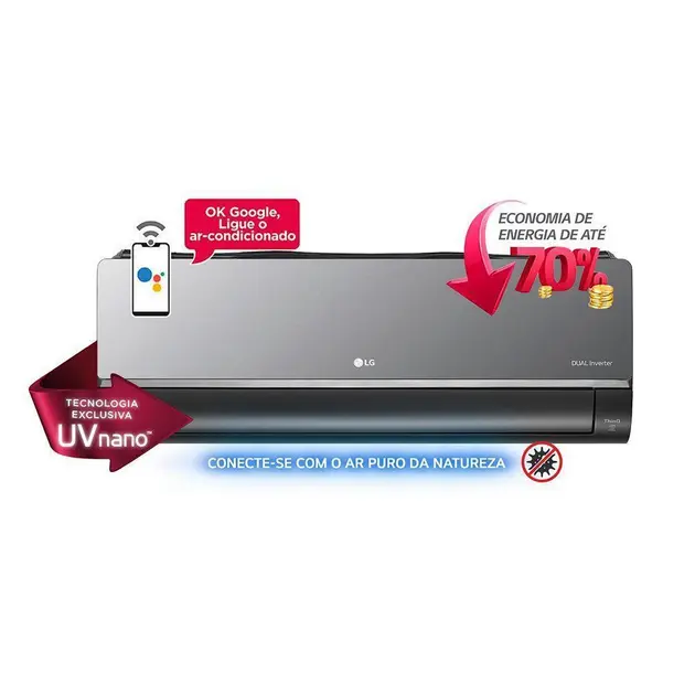 Ar Condicionado Split 9000 Btu Quente/frio Dual Uv Nano – Inverter – LG – 220v – S4-w09aa3xa