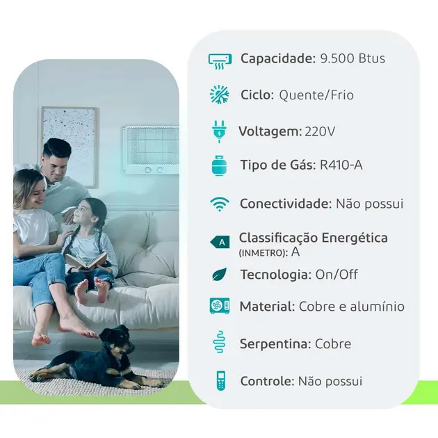 Ar Condicionado Janela Mecânico 10000 BTU Quente/Frio - 220V