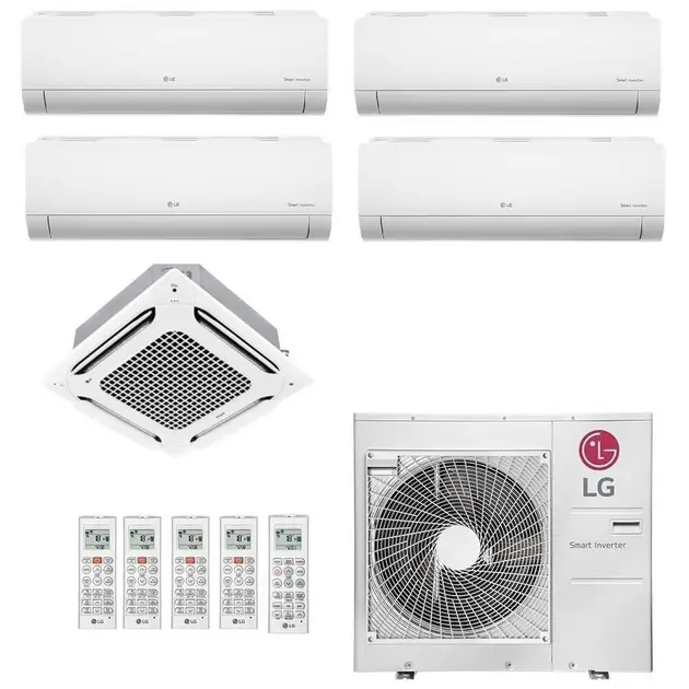 Ar Condicionado Multisplit Quad 49000 Btu(2×12000+9000+18000) Quente/frio – Inverter – LG – 220v – Amnw09gsja0 Amnw12gsja0 Amnw18gska0 / A5